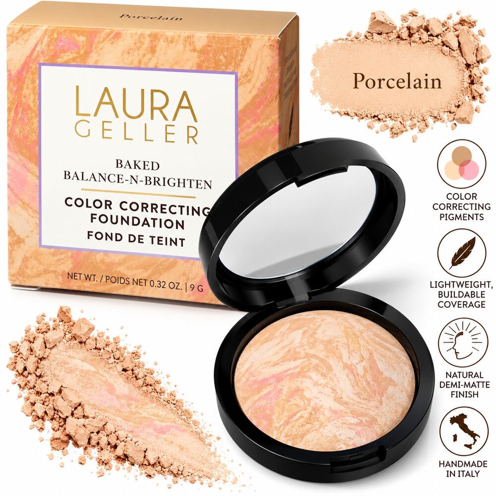 Laura Geller Baked Balance-N-Brighten Foundation Porcelain 0.32 oz New